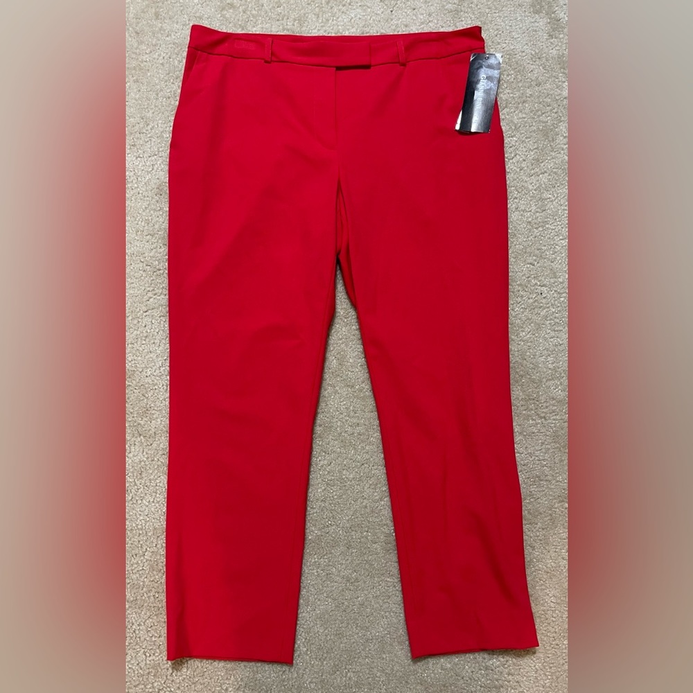Women's Red Straight-Leg Dress Pants